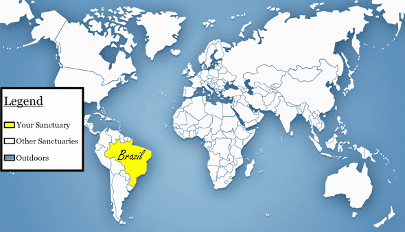 A map of the world with Brazil highlighted